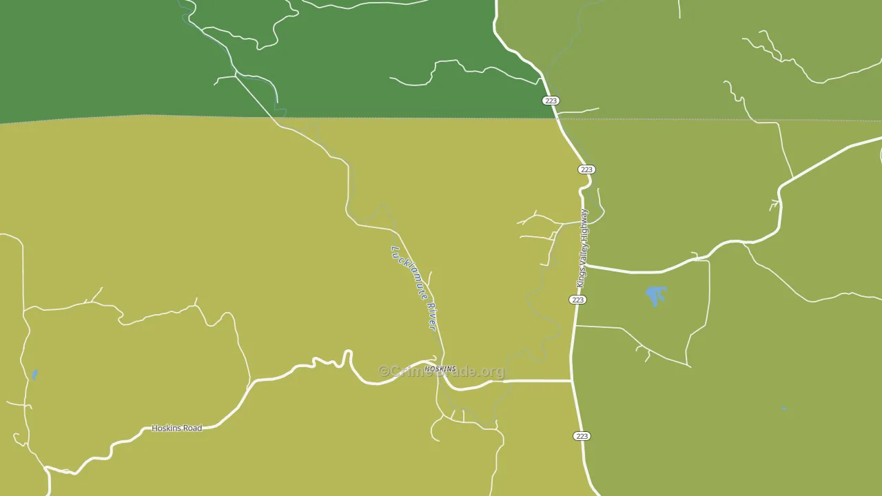 Kings Valley, OR Map of Theft Rates