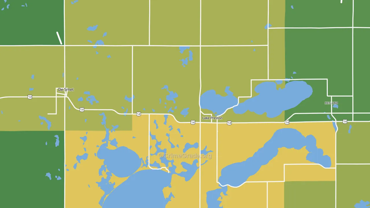 Kingsbury County, SD Map of Theft Rates