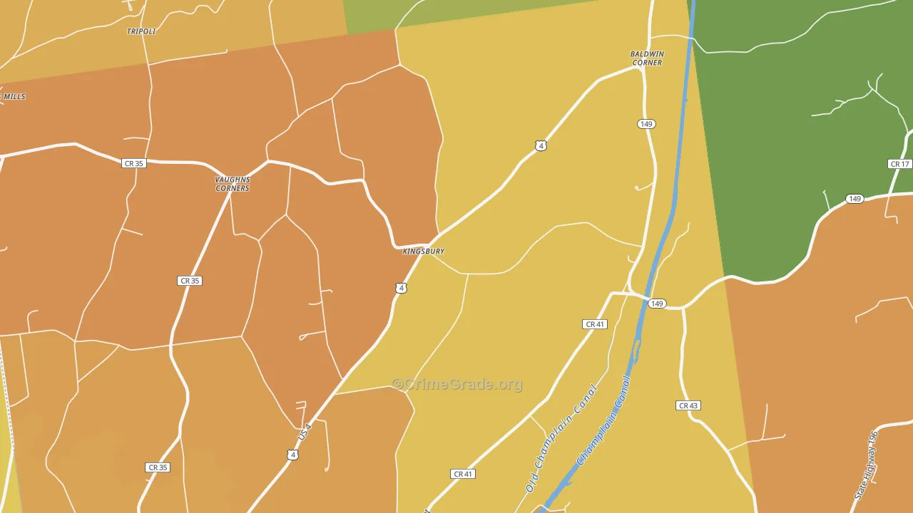 Kingsbury, NY Map of Theft Rates