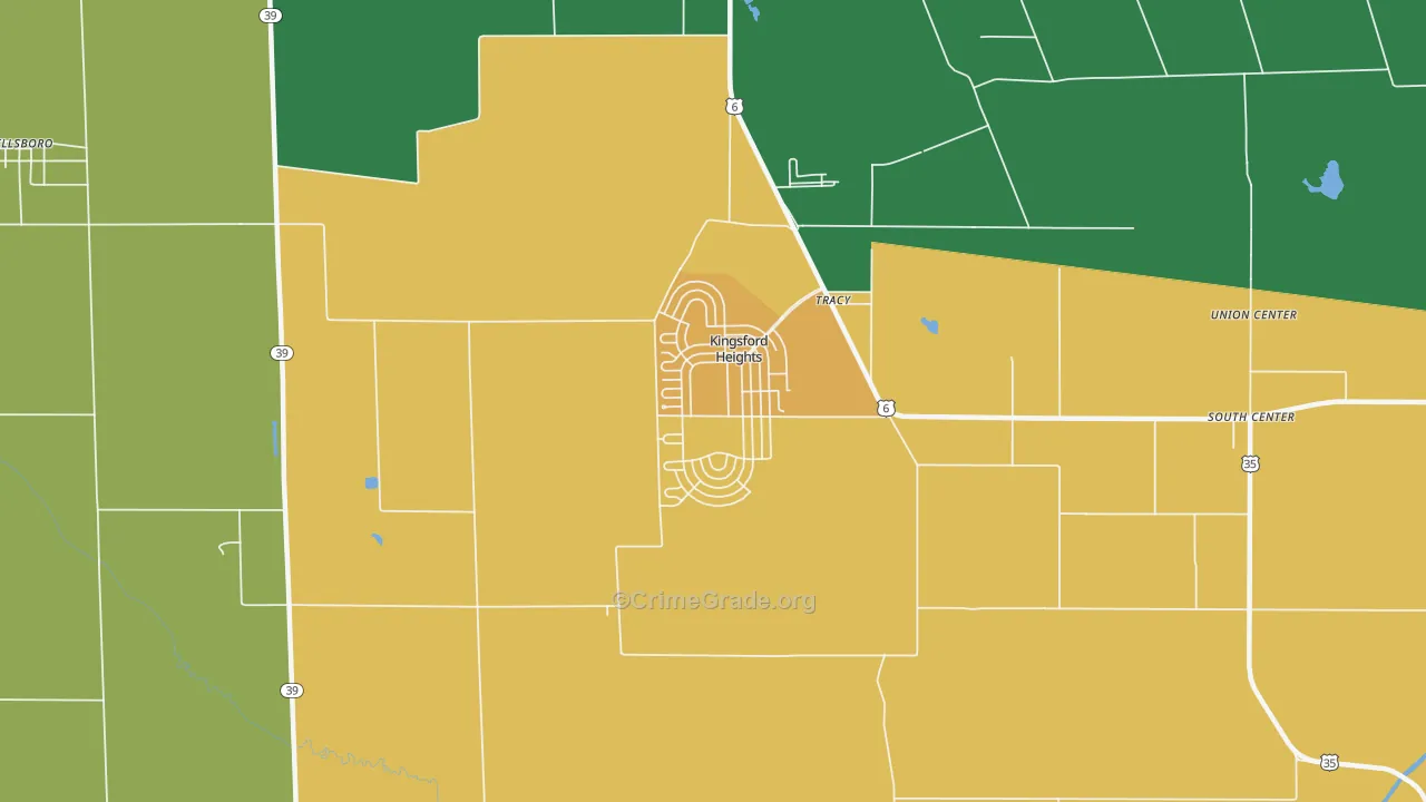 Kingsford Heights, IN Map of Theft Rates