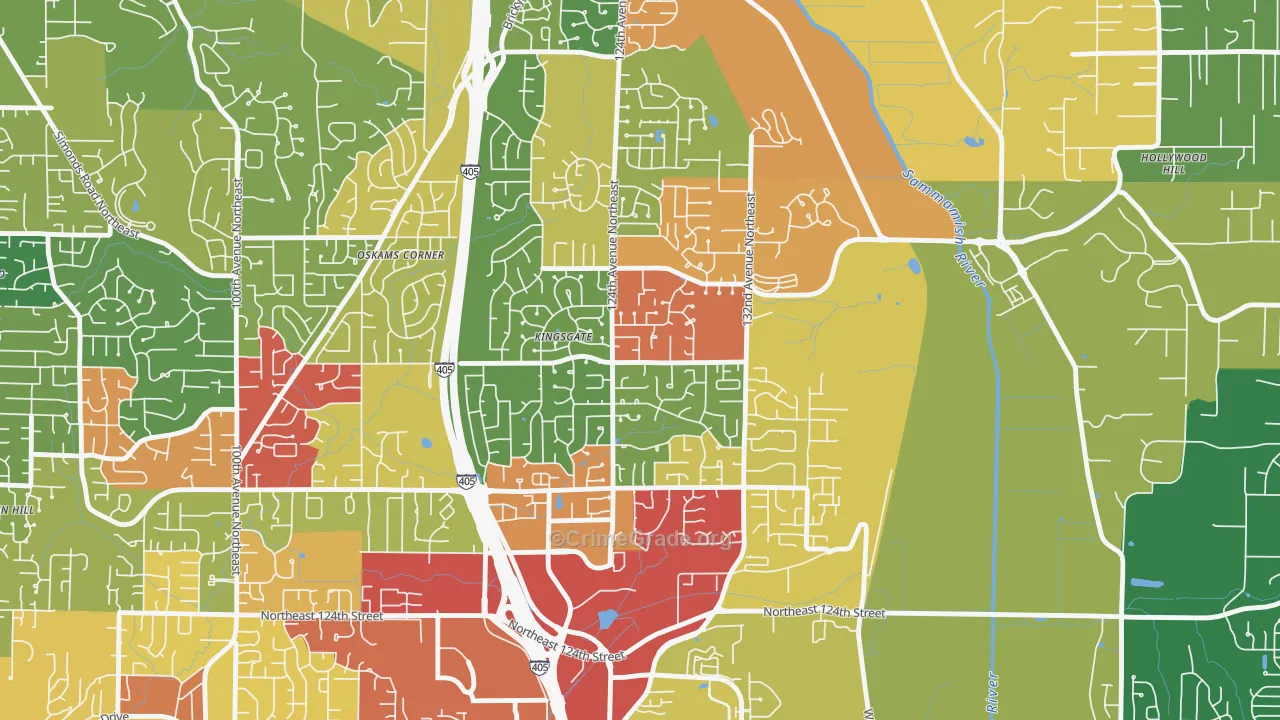 Kingsgate, WA Map of Theft Rates