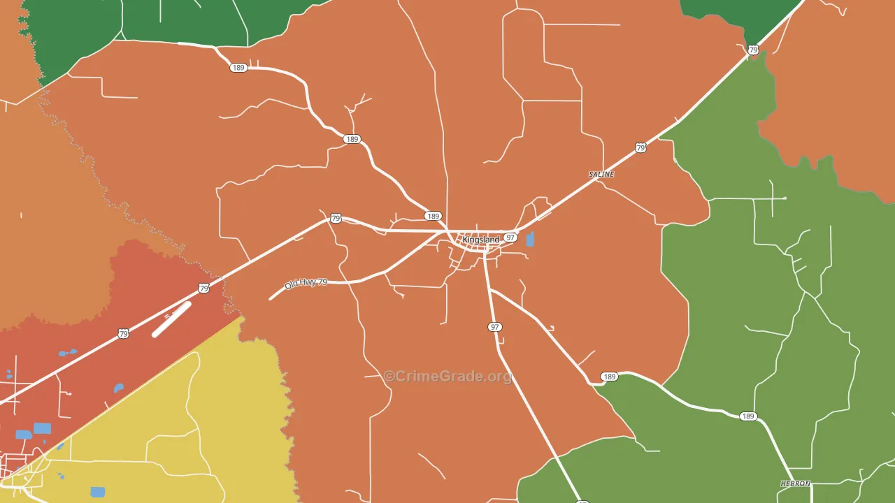 Kingsland, AR Map of Theft Rates