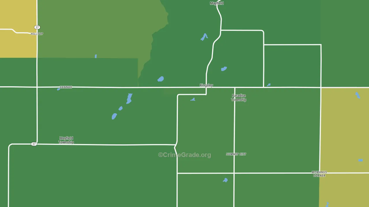 Kingsley, MI Map of Theft Rates