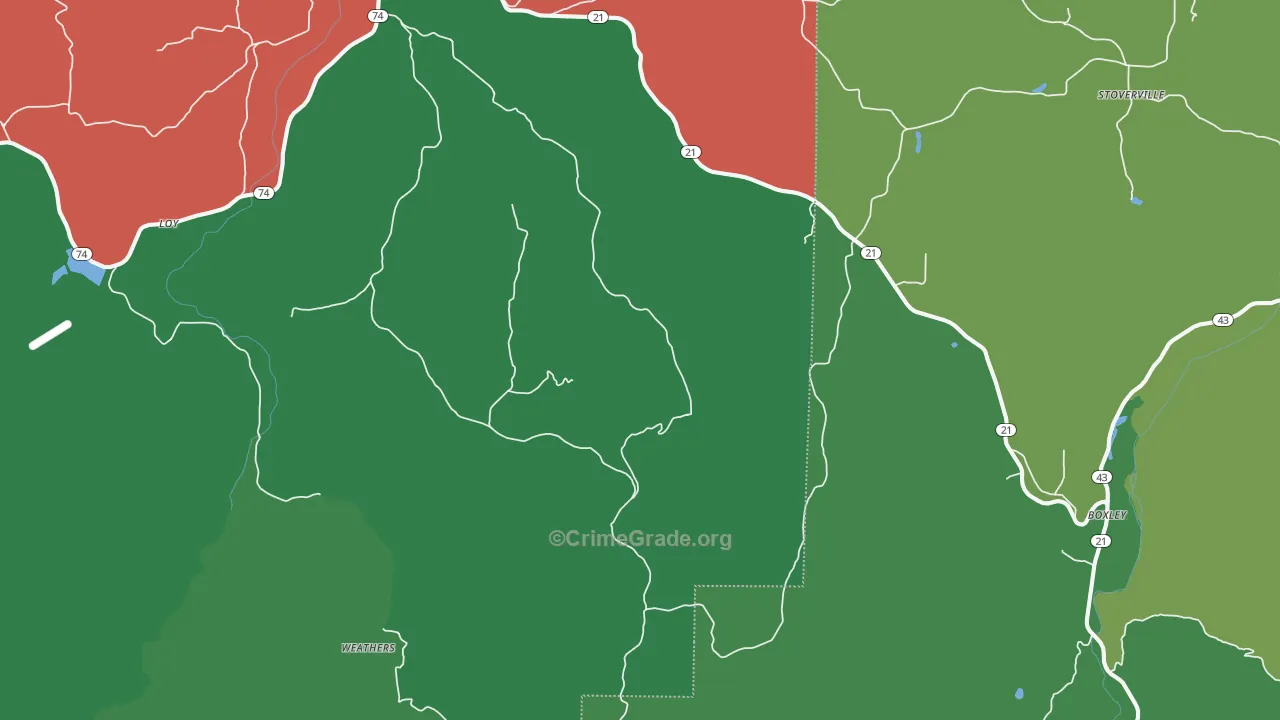 Kingston, AR Map of Theft Rates