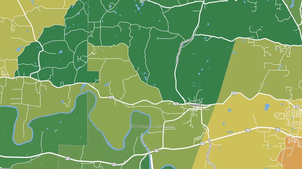 Kingston, GA Map of Theft Rates