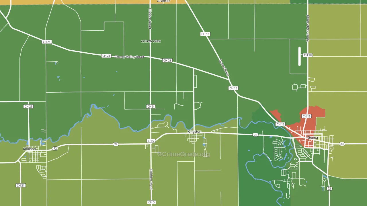 Kingston, IL Map of Theft Rates