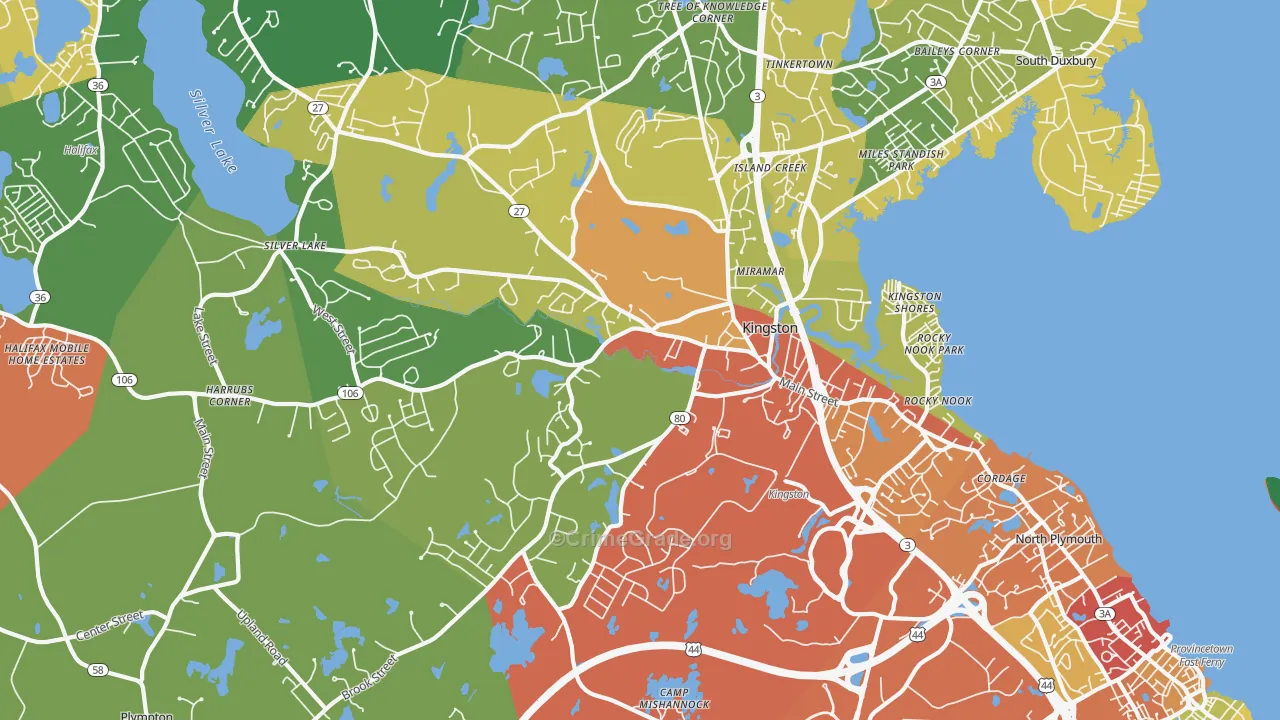 Kingston, MA Map of Theft Rates