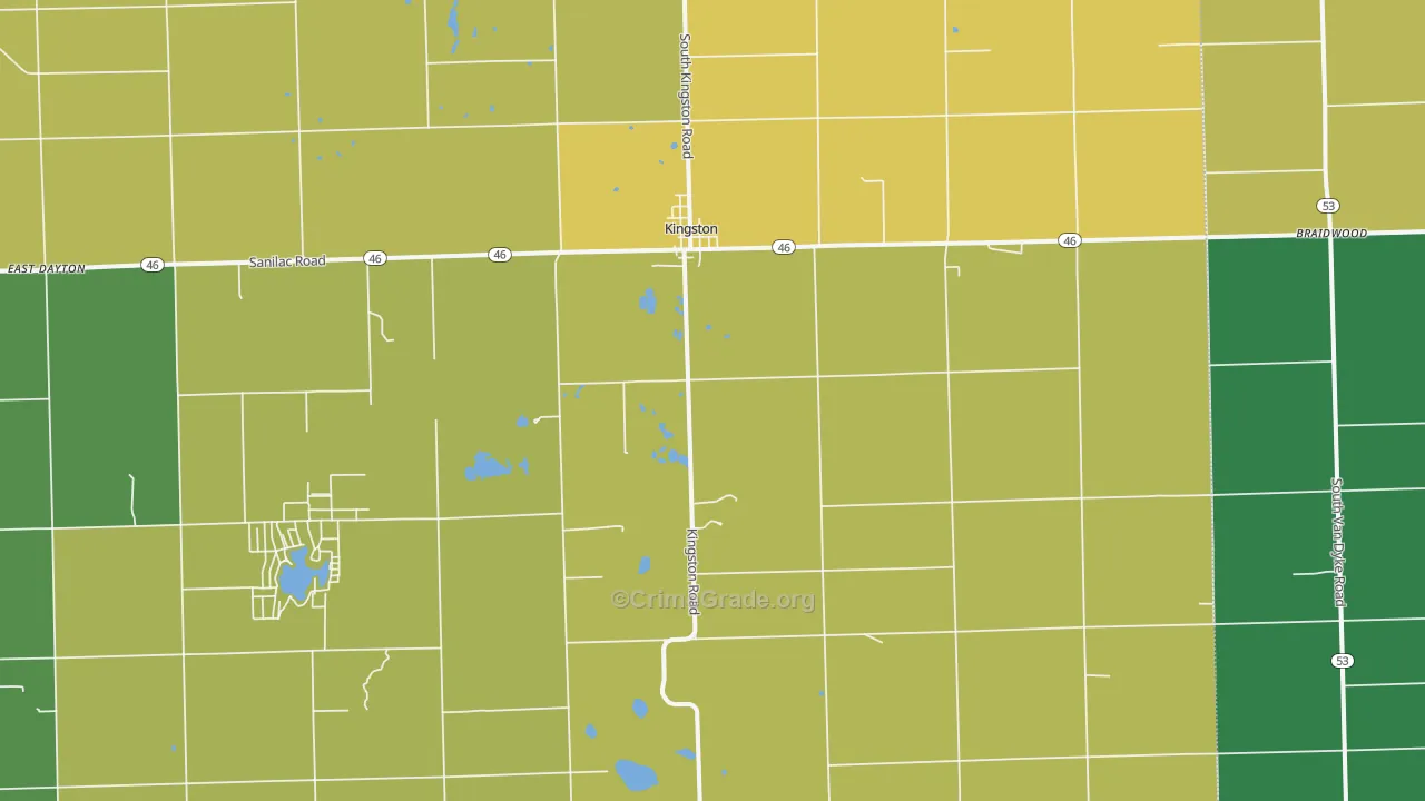 Kingston, MI Map of Theft Rates