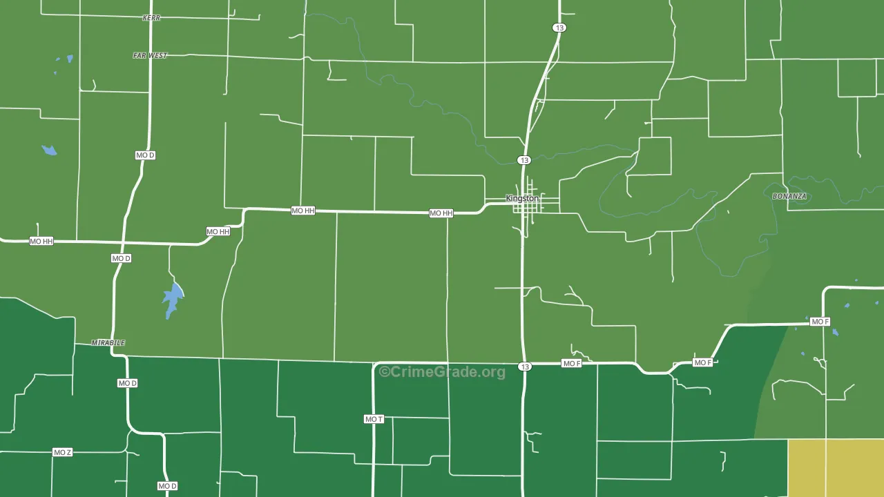Kingston, MO Map of Theft Rates