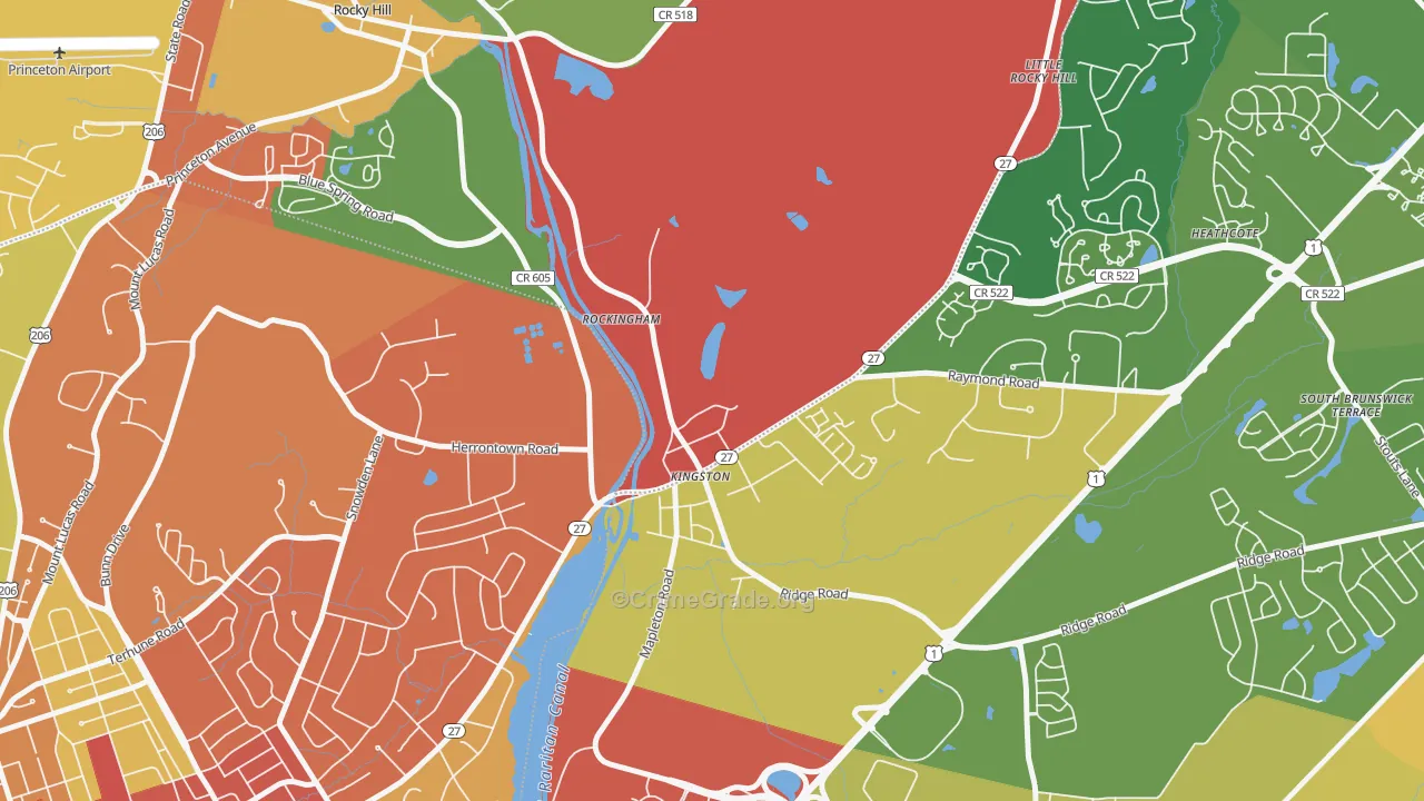 Kingston, NJ Map of Theft Rates