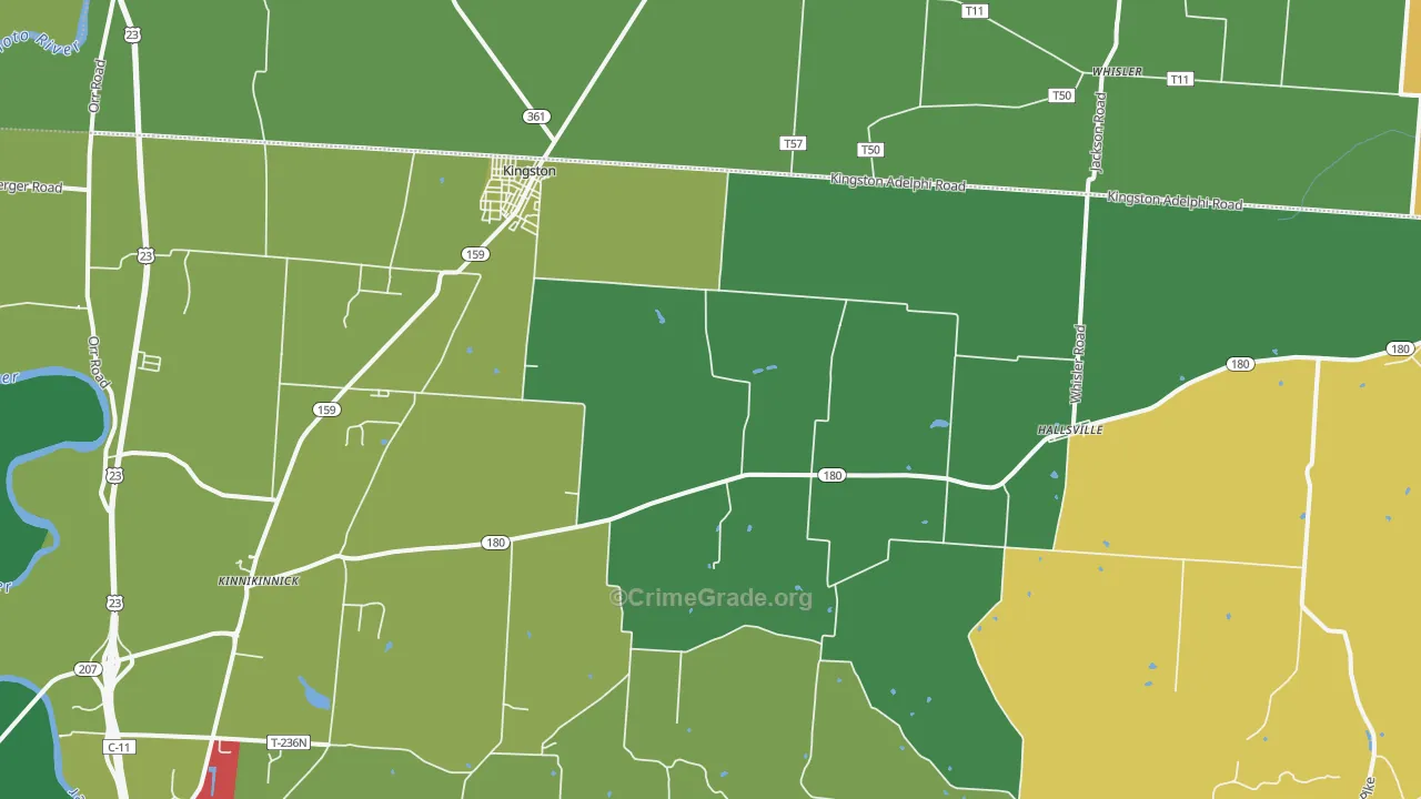 Kingston, OH Map of Theft Rates