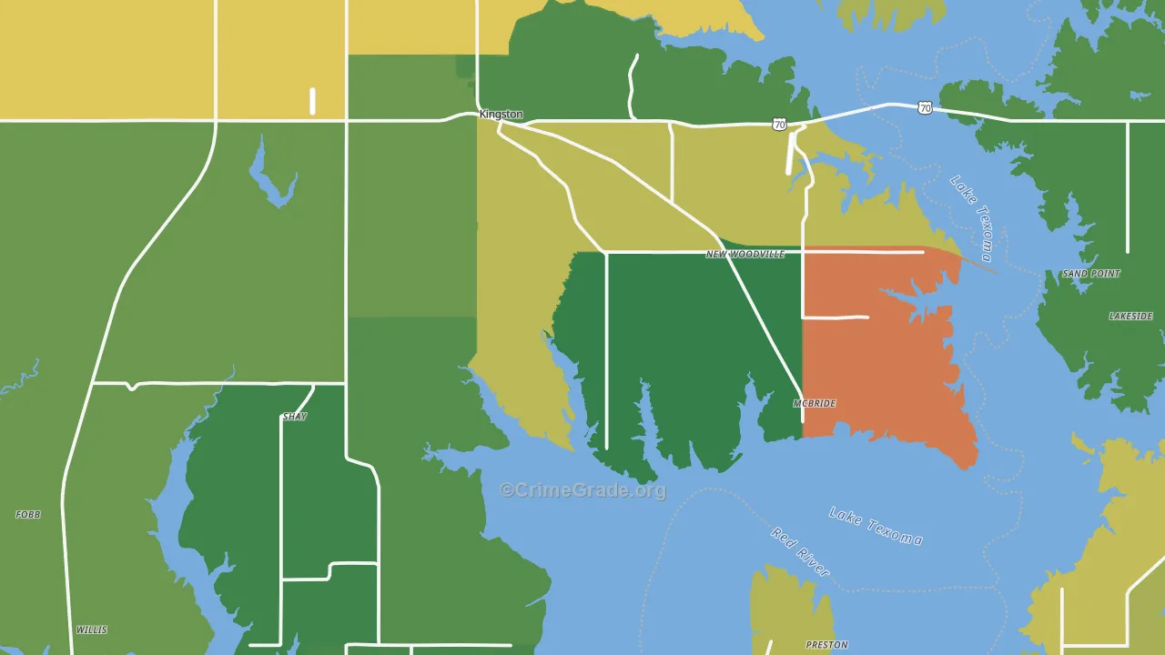 Kingston, OK Map of Theft Rates