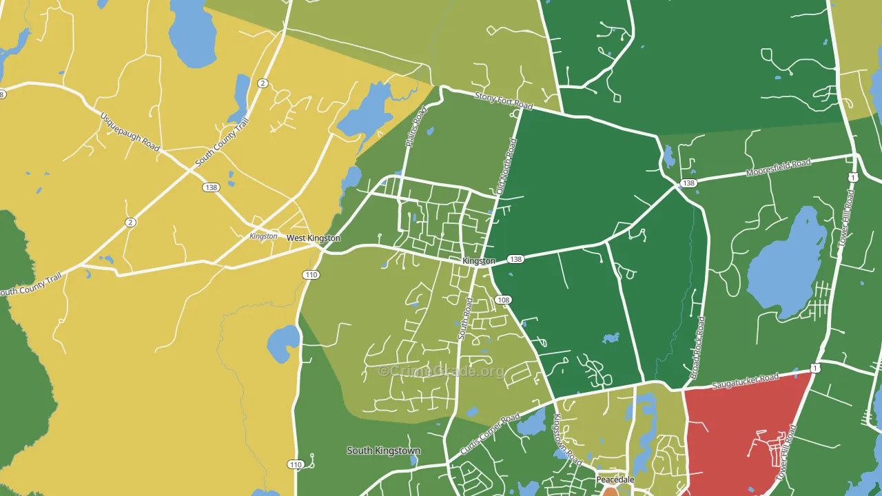 Kingston, RI Map of Theft Rates
