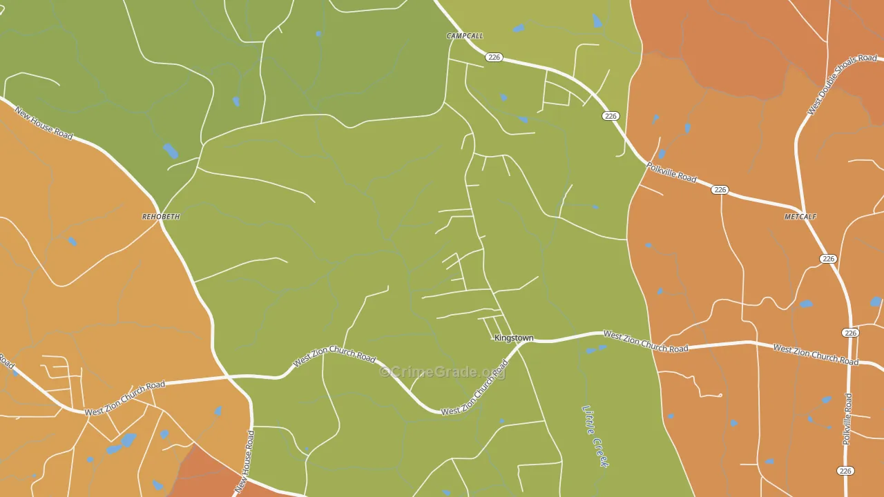 Kingstown, NC Map of Theft Rates