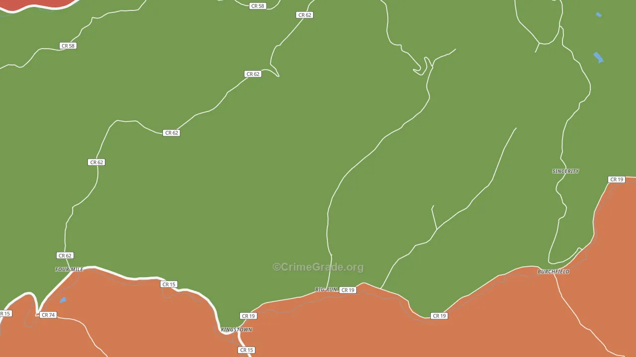 Kingstown, WV Map of Theft Rates