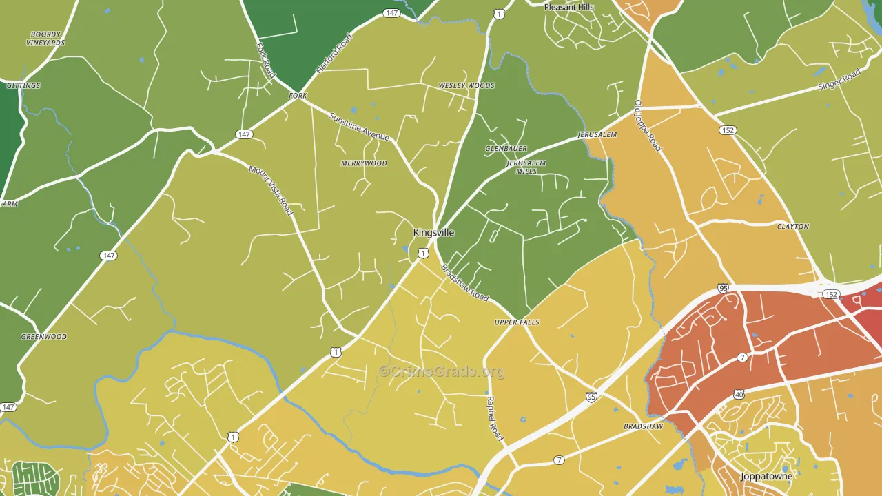 Kingsville, MD Map of Theft Rates