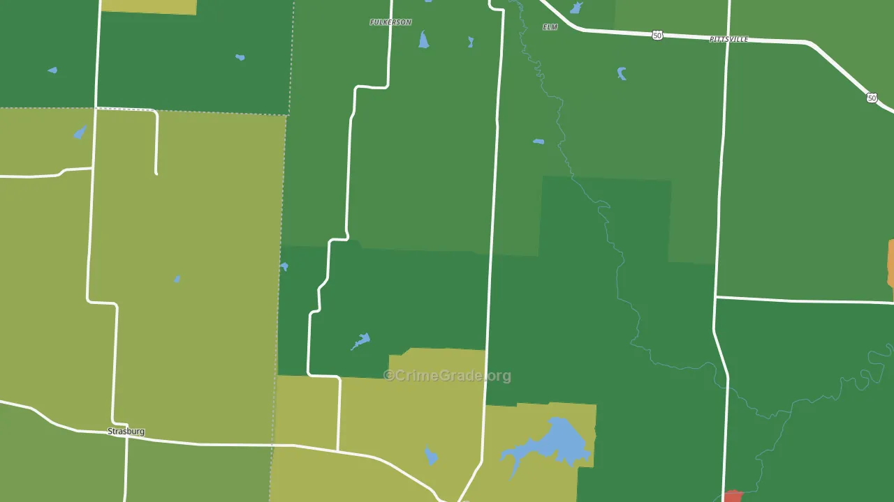 Kingsville, MO Map of Theft Rates