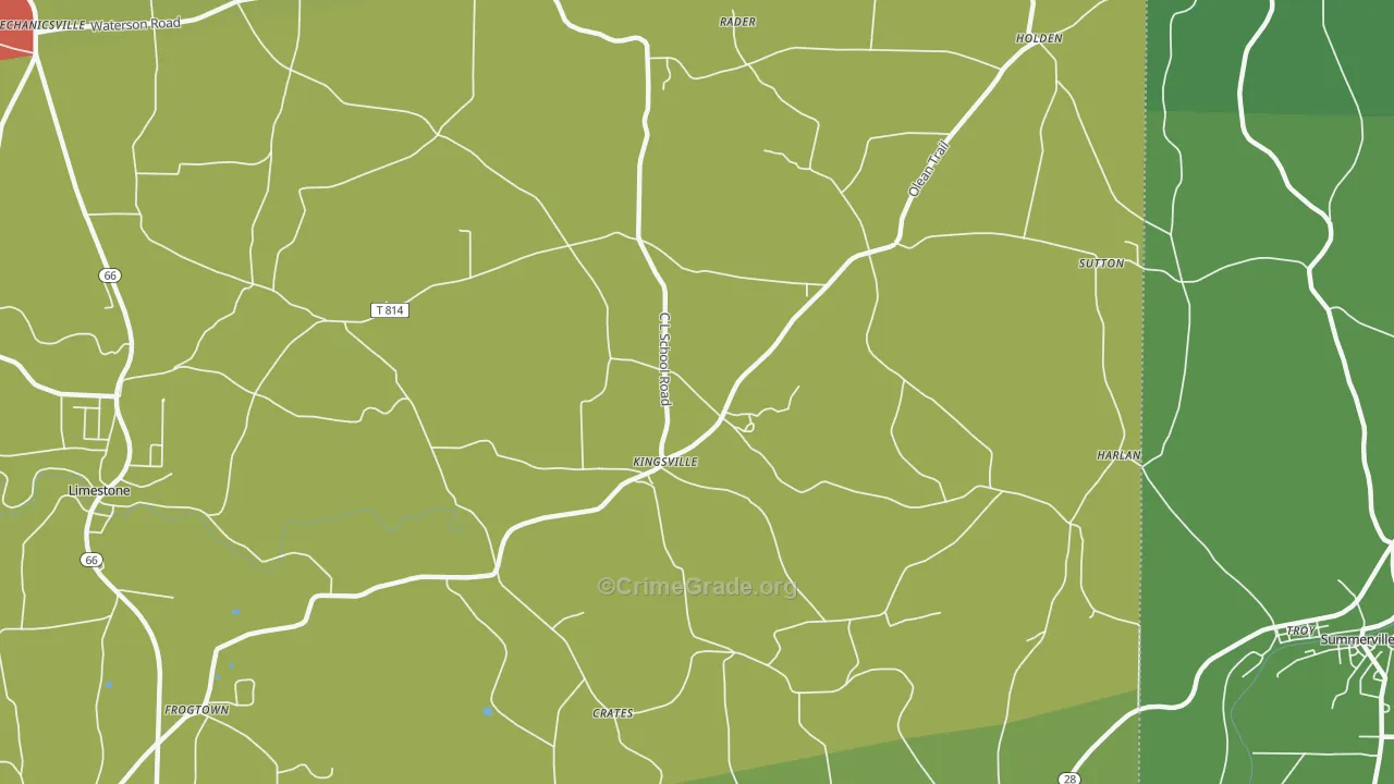 Kingsville, PA Map of Theft Rates