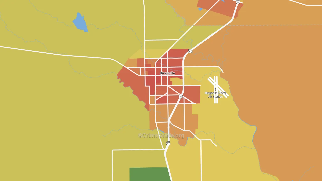 Kingsville, TX Map of Theft Rates