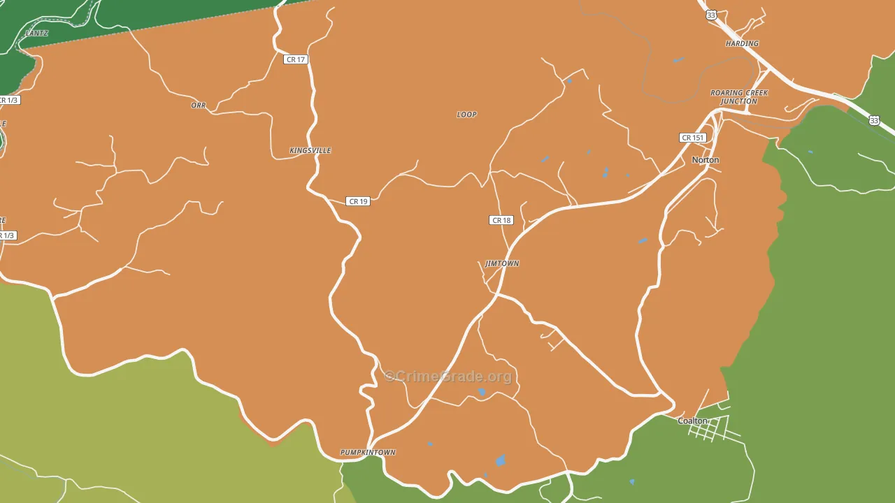 Kingsville, WV Map of Theft Rates