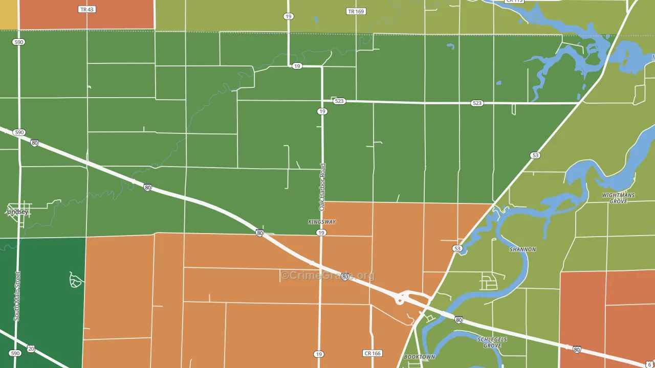 Kingsway, OH Map of Theft Rates