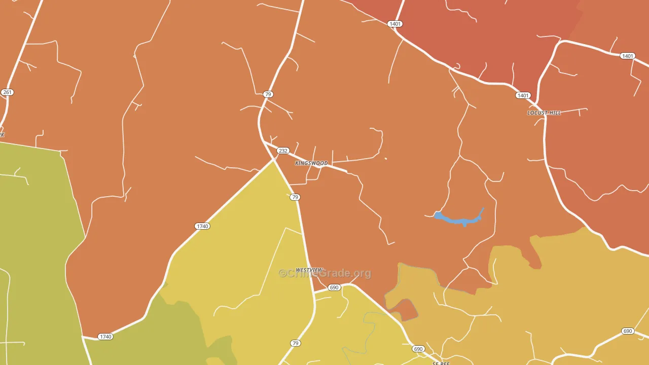 Kingswood, KY Map of Theft Rates