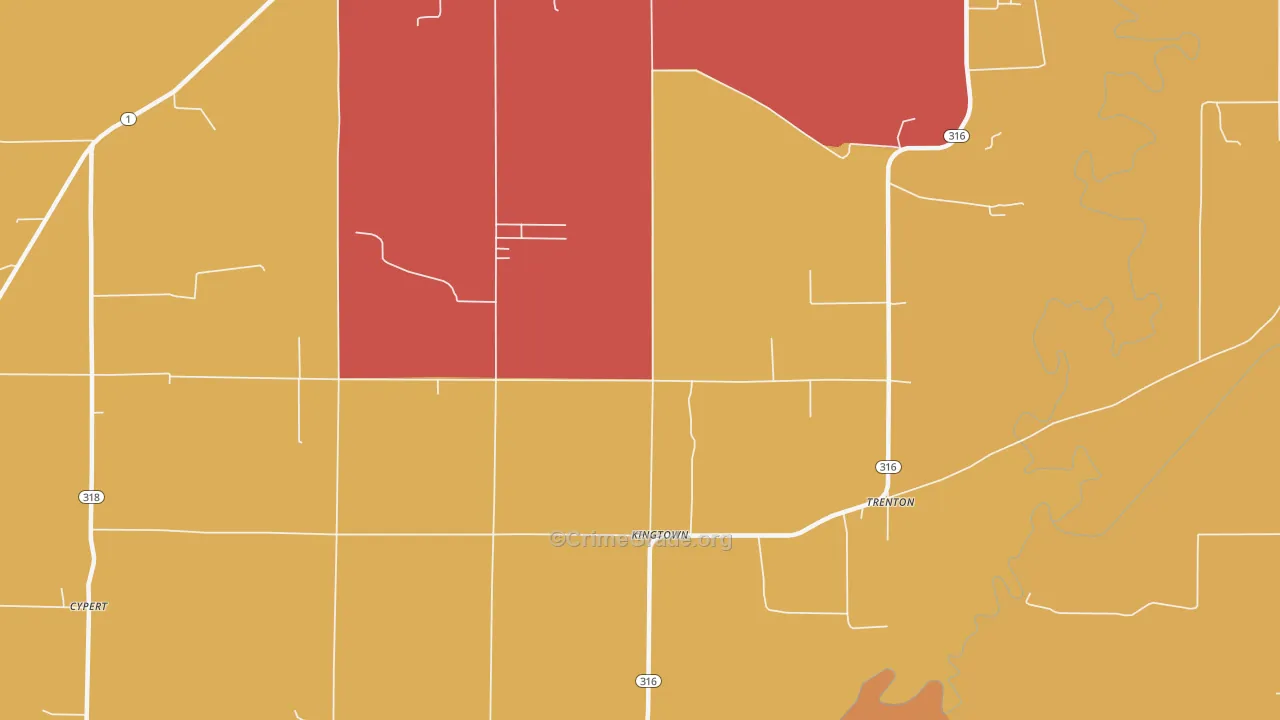 Kingtown, AR Map of Theft Rates