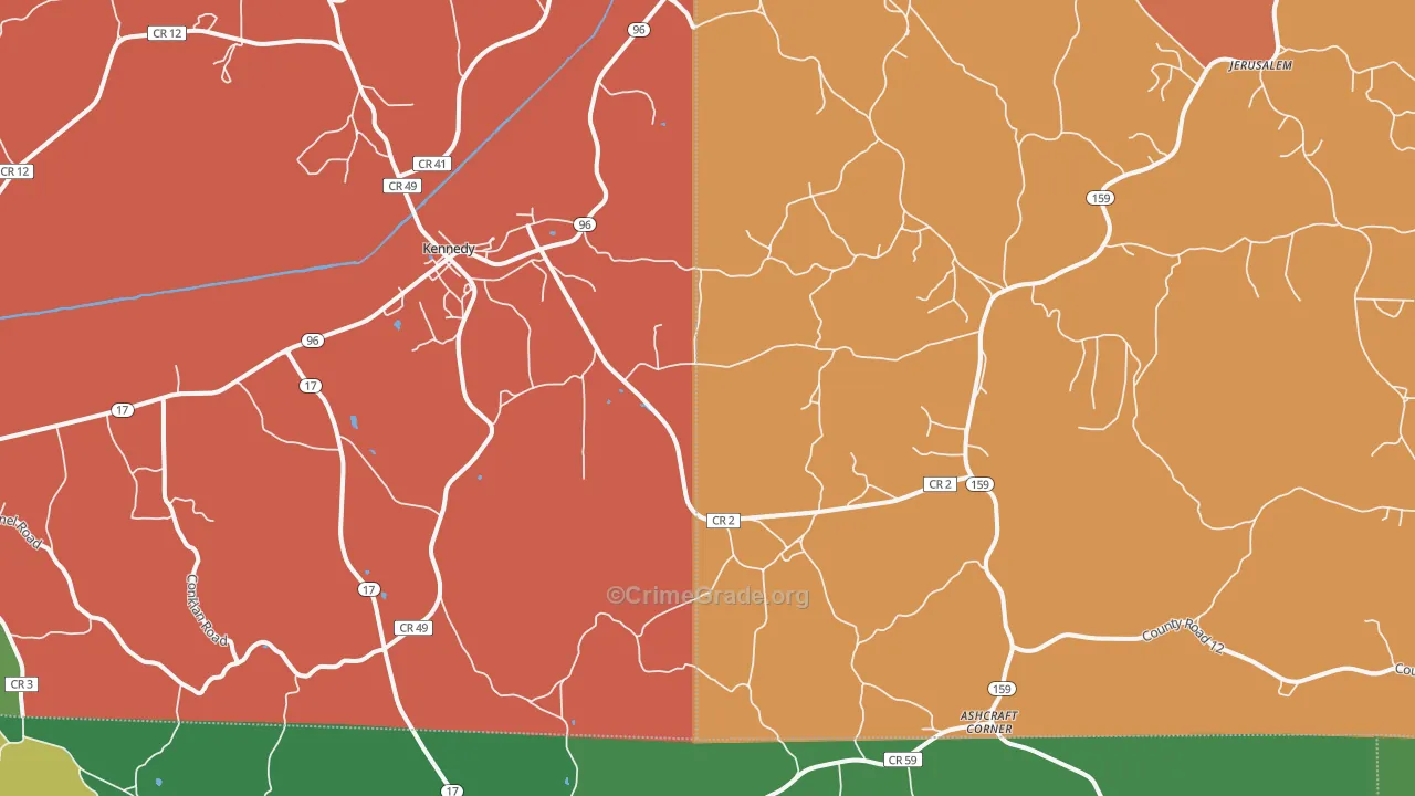 Kingville, AL Map of Theft Rates