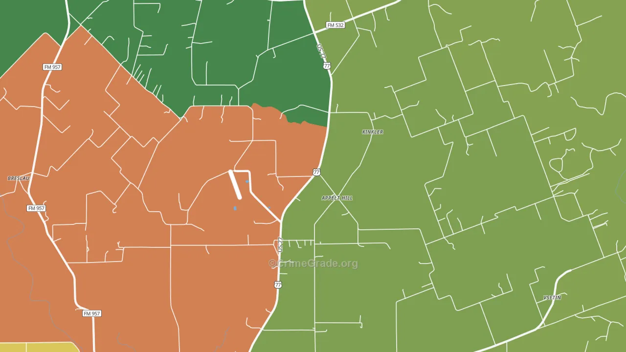 Kinkler, TX Map of Theft Rates