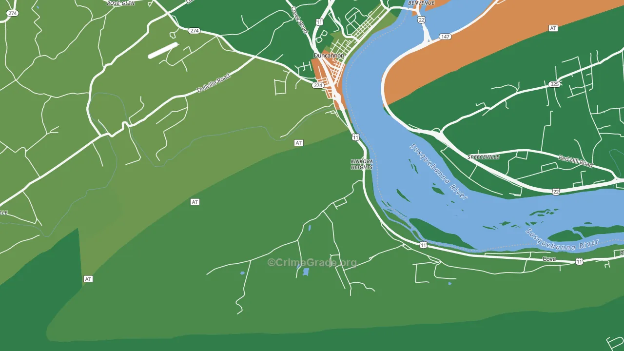 Kinkora Heights, PA Map of Theft Rates