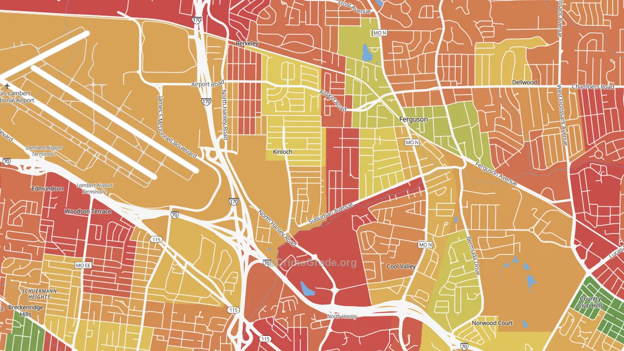 Kinloch, MO Map of Theft Rates