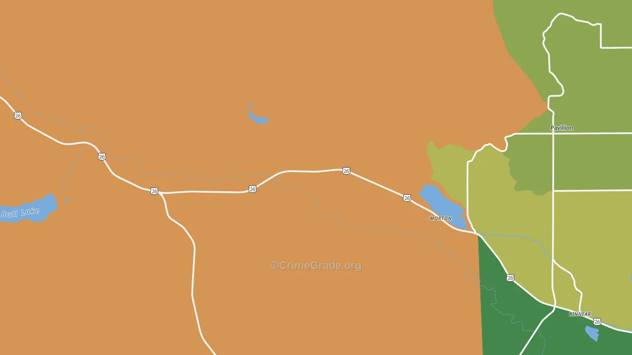 Kinnear, WY Map of Theft Rates