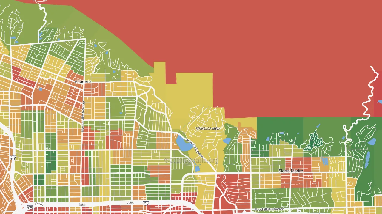 Kinneloa Mesa, CA Map of Theft Rates