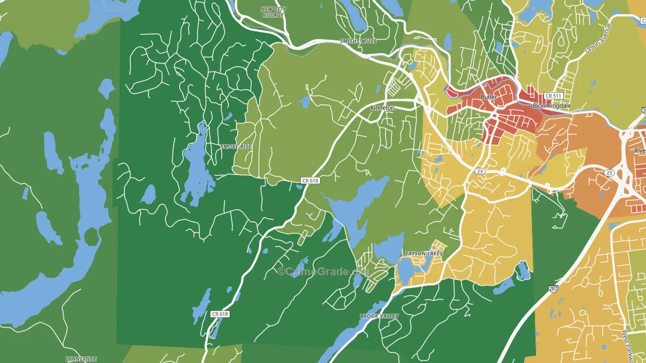 Kinnelon, NJ Map of Theft Rates