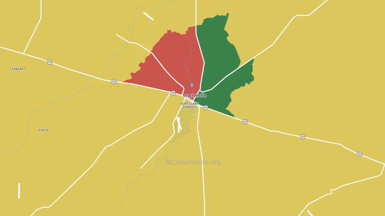 Kinney County, TX Map of Theft Rates
