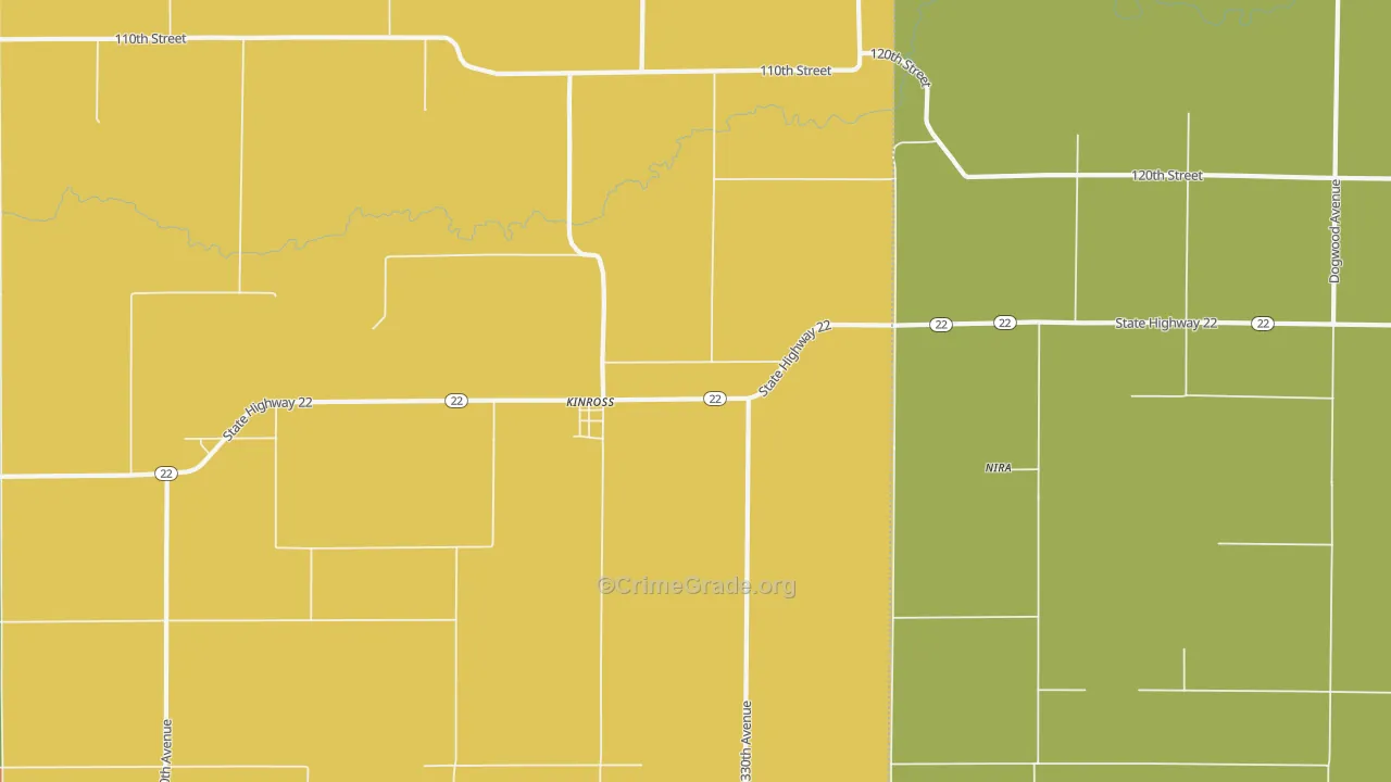 Kinross, IA Map of Theft Rates