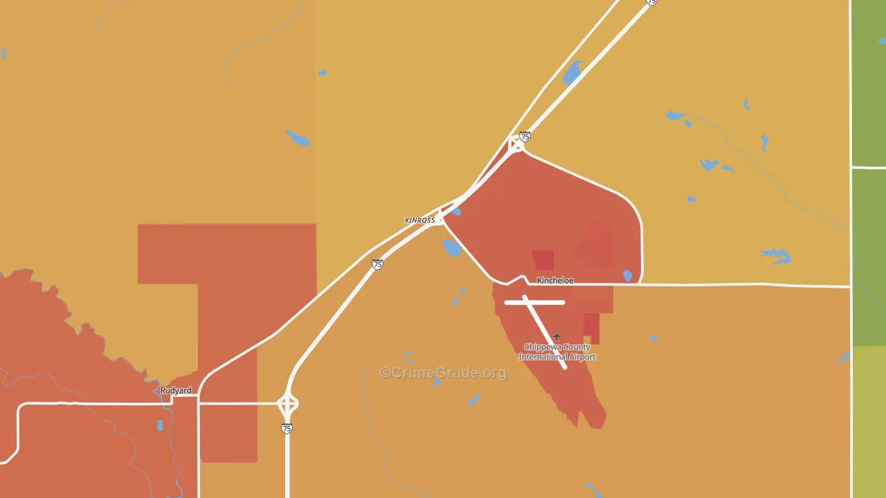 Kinross, MI Map of Theft Rates