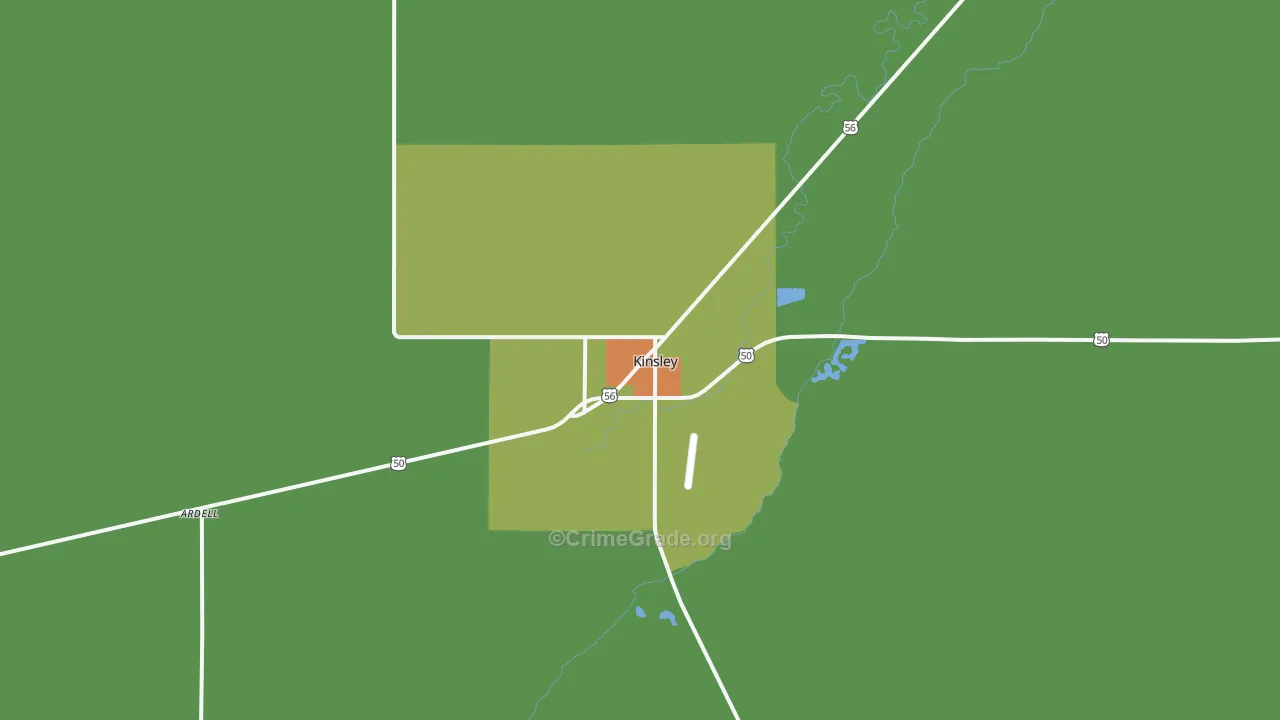 Kinsley, KS Map of Theft Rates