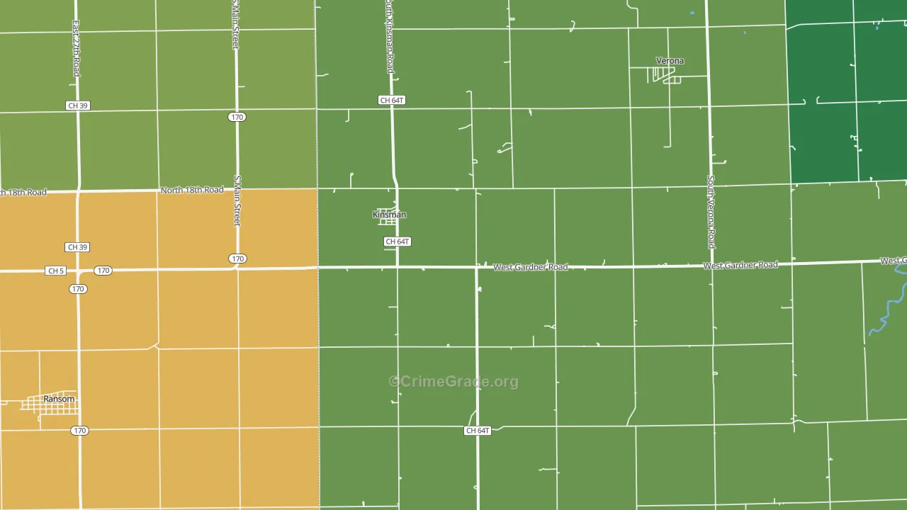Kinsman, IL Map of Theft Rates