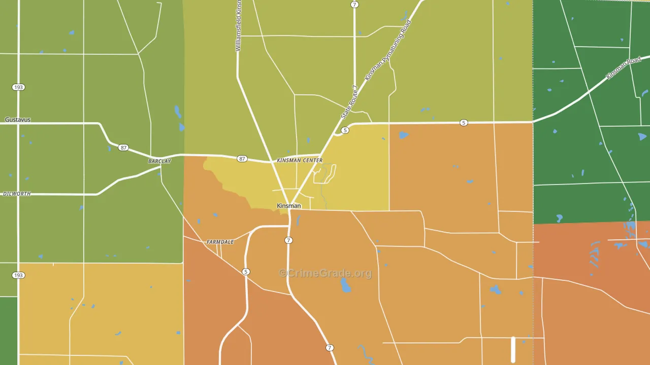 Kinsman, OH Map of Theft Rates