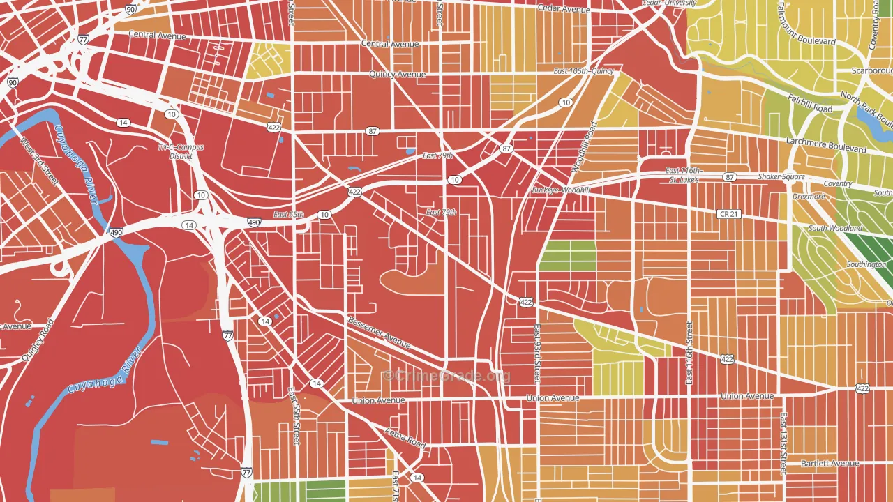 Kinsmith, Cleveland, OH Map of Theft Rates