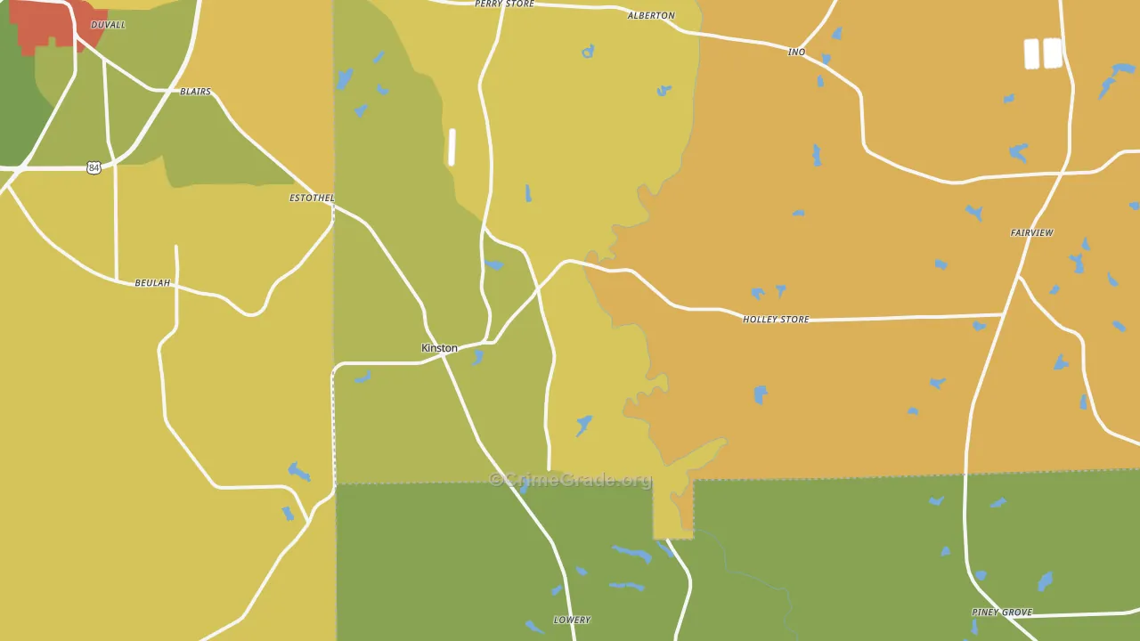 Kinston, AL Map of Theft Rates