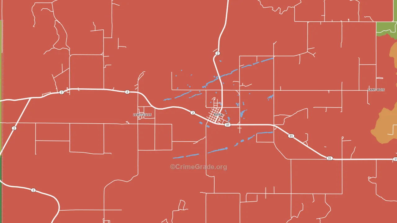 Kinta, OK Map of Theft Rates