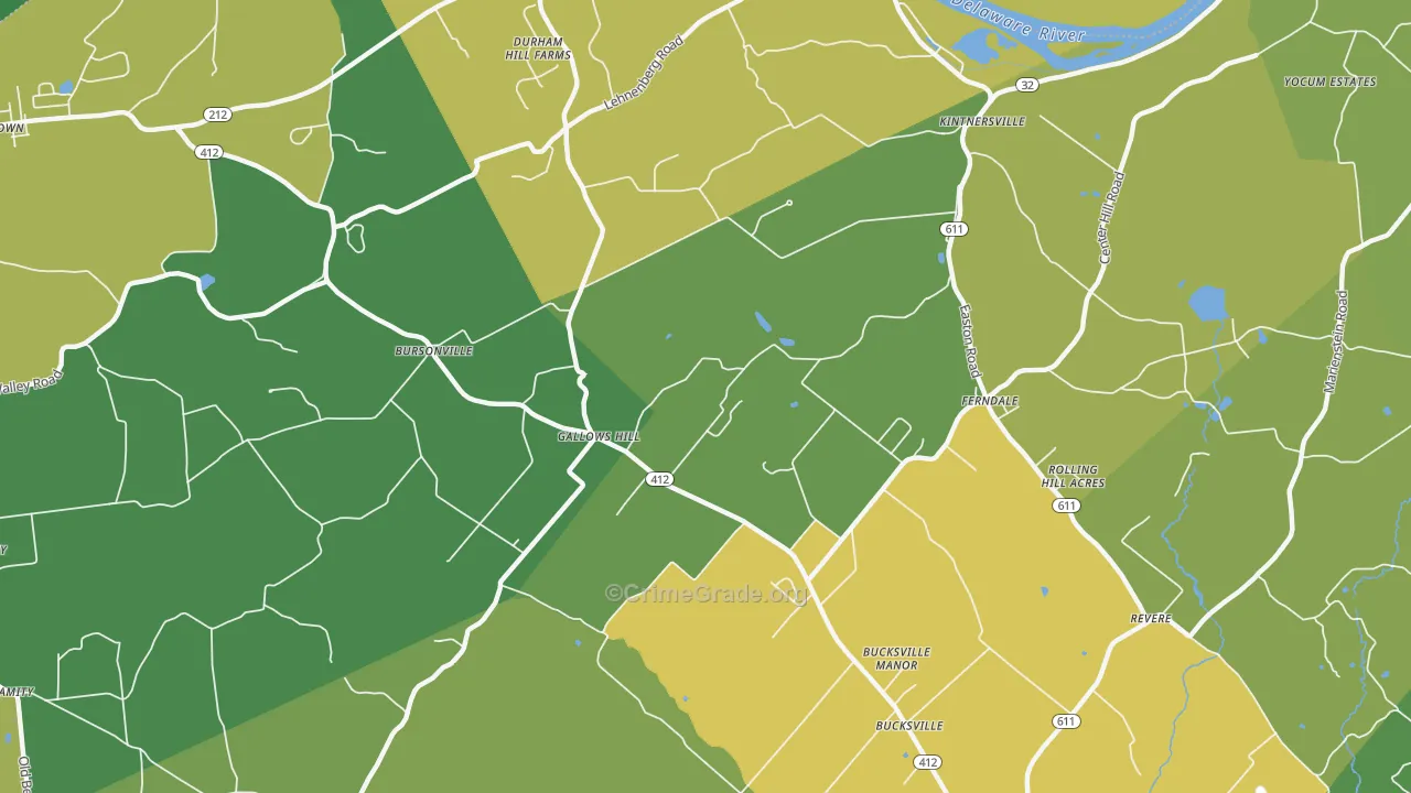 Kintnersville, PA Map of Theft Rates