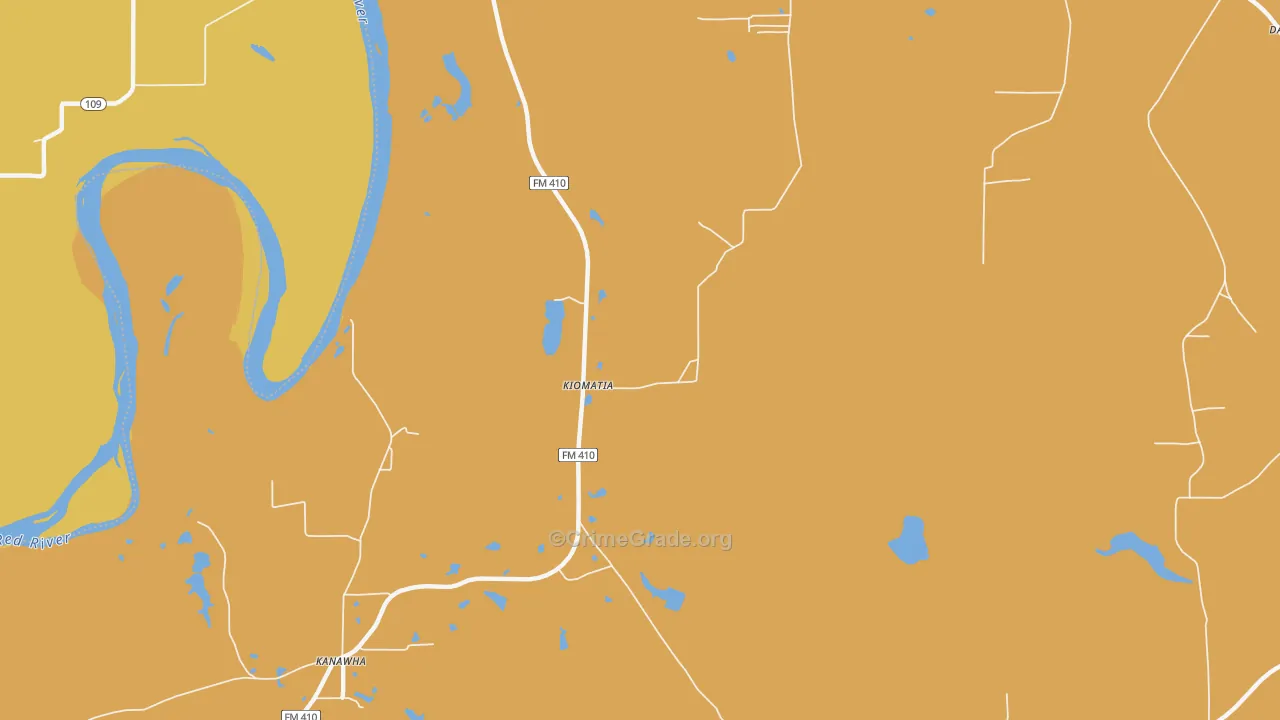 Kiomatia, TX Map of Theft Rates
