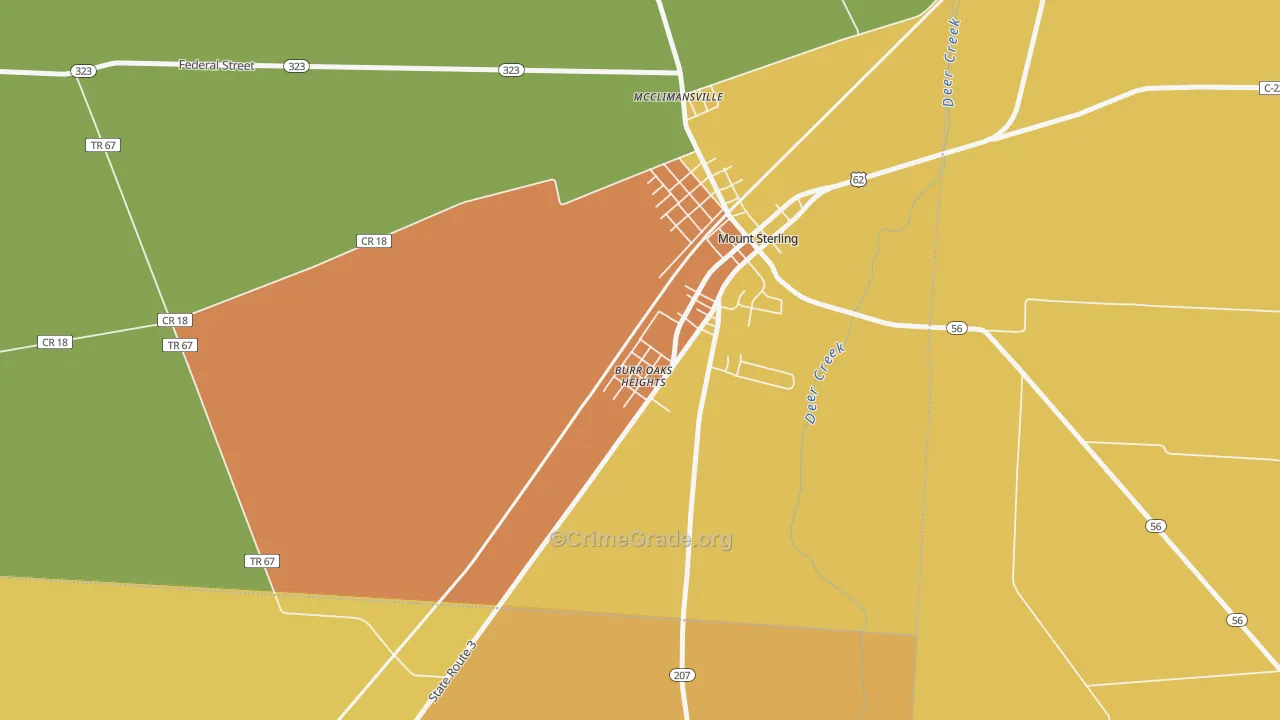Kiousville, OH Map of Theft Rates