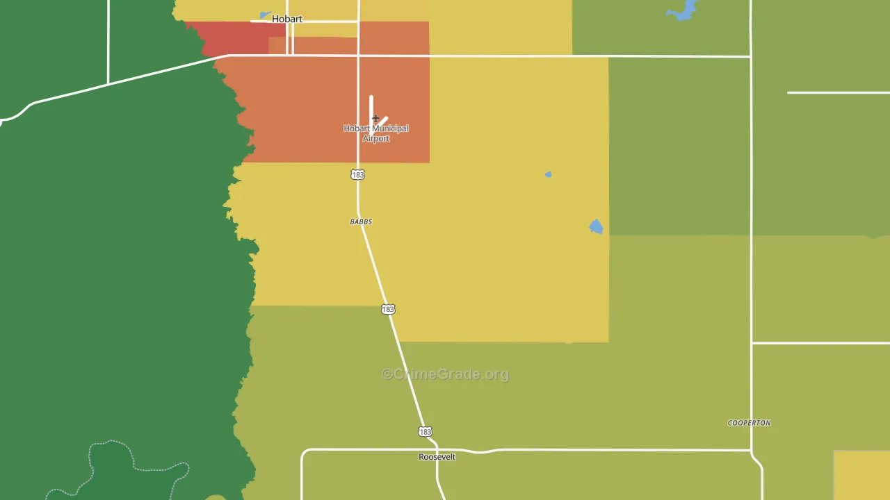 Kiowa County, OK Map of Theft Rates