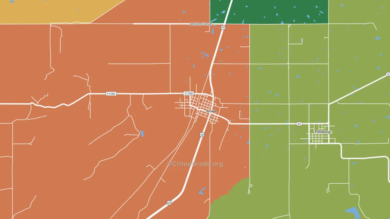 Kiowa, OK Map of Theft Rates