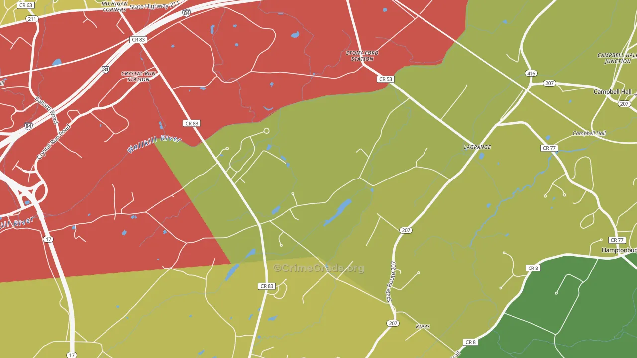 Kipps, NY Map of Theft Rates