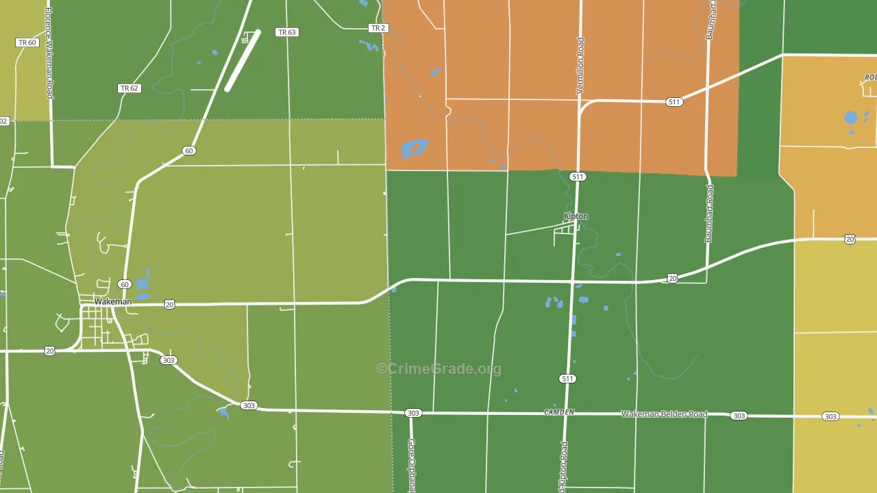 Kipton, OH Map of Theft Rates